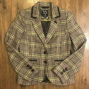 Boden Thick Fall Checked Plaid Tweed Blazer
